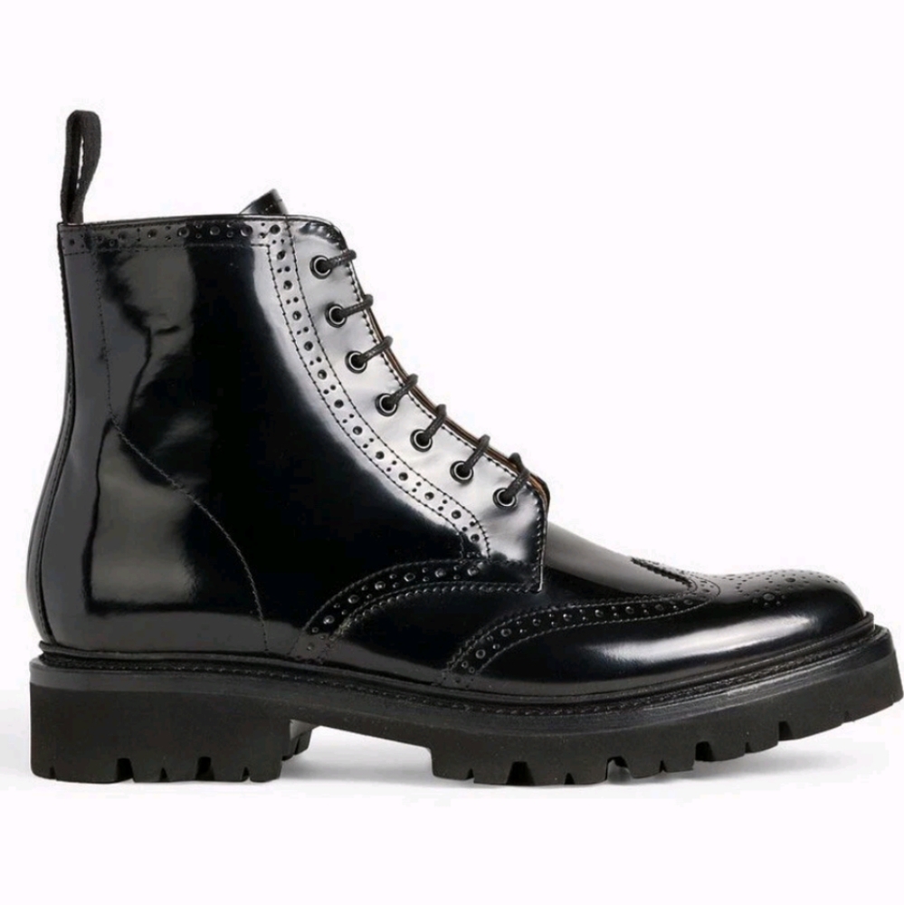 Grenson Emmaline black patent leather boots